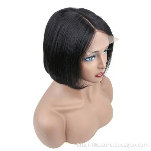 4*4 Lace Closure Bob Wig 10A Nature Color Straight Bob Wigs 10-12 Inch Brazilian Hair Wholesale In Stock,100% Human Hair